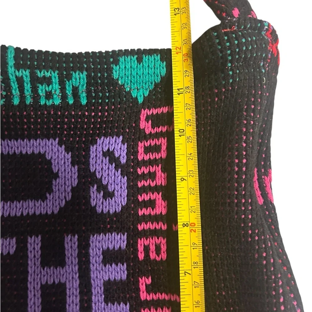 NEW KIDS ON THE BLOCK Black Knit Shoulder Bag- Handmade